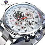 FORISNING Stainless Steel Mechanical Wristwatch - Elegant Timepiece for Men - Buzzastore