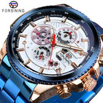 FORISNING Stainless Steel Mechanical Wristwatch - Elegant Timepiece for Men - Buzzastore