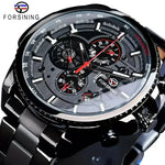 FORISNING Stainless Steel Mechanical Wristwatch - Elegant Timepiece for Men - Buzzastore
