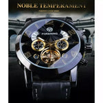 Forsining Automatic Black Leather Watch - Stylish Mens Timepiece - Buzzastore