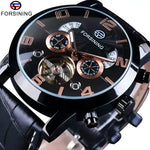 Forsining Automatic Black Leather Watch - Stylish Mens Timepiece - Buzzastore