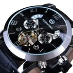 Forsining Automatic Black Leather Watch - Stylish Mens Timepiece - Buzzastore