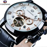 Forsining Automatic Black Leather Watch - Stylish Mens Timepiece - Buzzastore