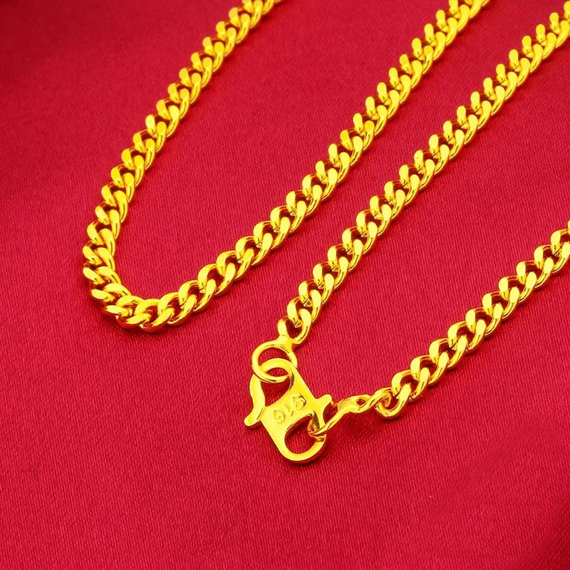 24K Gold S-Clasp Necklace for Women - AU999 Fine Gold Stylish Versatile Jewelry - Buzzastore