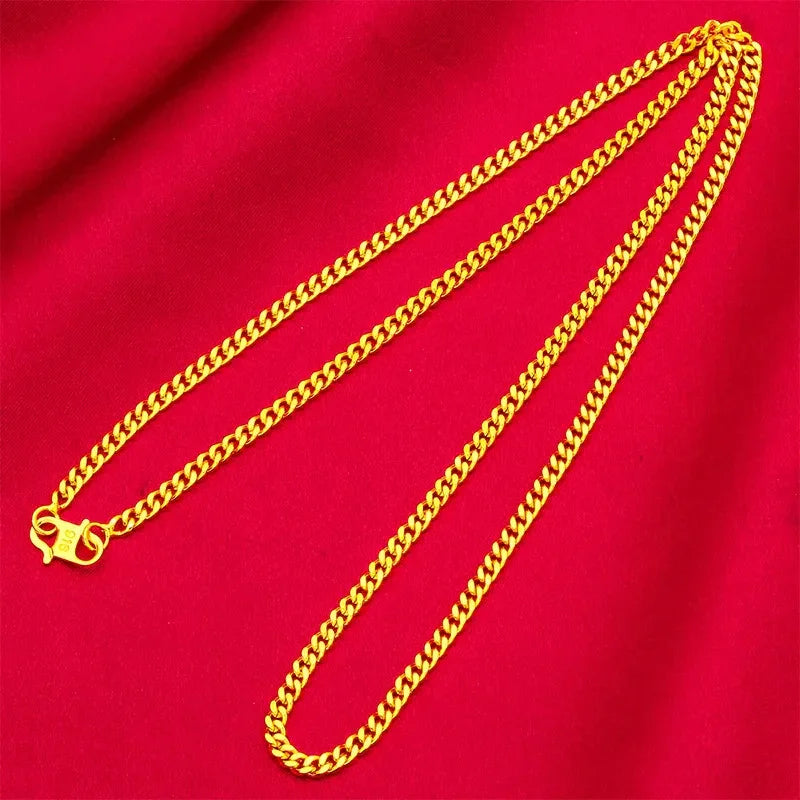 24K Gold S-Clasp Necklace for Women - AU999 Fine Gold Stylish Versatile Jewelry - Buzzastore