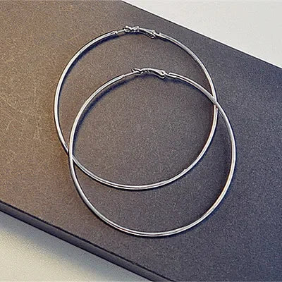 Big Circle Hoop Earrings for Women - Trendy Retro Metal Jewelry - Buzzastore