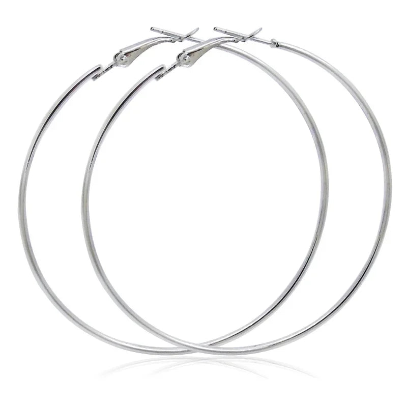 Big Circle Hoop Earrings for Women - Trendy Retro Metal Jewelry - Buzzastore