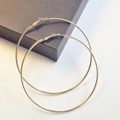Big Circle Hoop Earrings for Women - Trendy Retro Metal Jewelry - Buzzastore