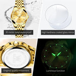 OLEVS 9931 Luxury Quartz Couple Watch for Men Women with Roman Numerals Rhombus Mirror Auto Date and Waterproof Design - Buzzastore