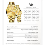 OLEVS 9931 Luxury Quartz Couple Watch for Men Women with Roman Numerals Rhombus Mirror Auto Date and Waterproof Design - Buzzastore