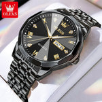 OLEVS 9931 Luxury Quartz Couple Watch for Men Women with Roman Numerals Rhombus Mirror Auto Date and Waterproof Design - Buzzastore