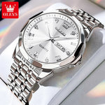 OLEVS 9931 Luxury Quartz Couple Watch for Men Women with Roman Numerals Rhombus Mirror Auto Date and Waterproof Design - Buzzastore