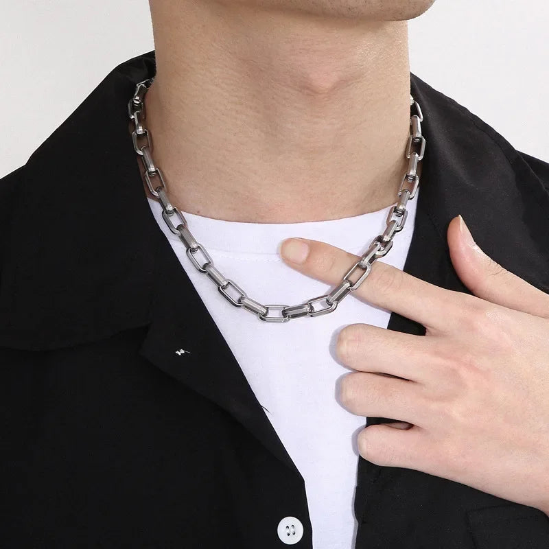 Gold Plated Stainless Steel Big Cable Chain Necklace for Men - Hip Hop Style DIY Accessory - Buzzastore