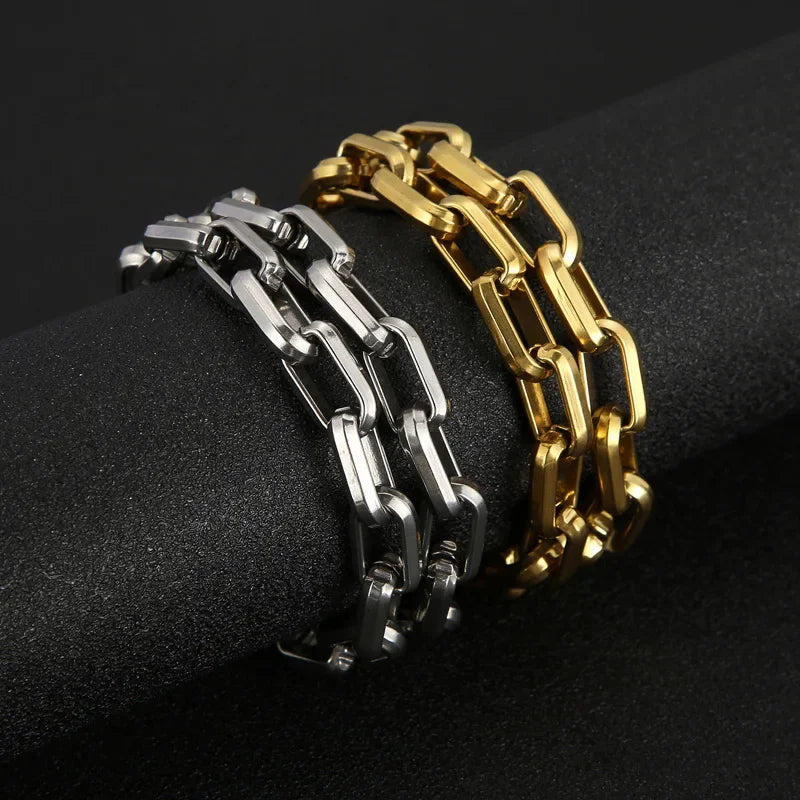 Gold Plated Stainless Steel Big Cable Chain Necklace for Men - Hip Hop Style DIY Accessory - Buzzastore