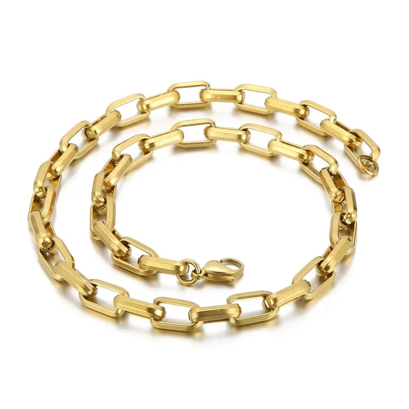 Gold Plated Stainless Steel Big Cable Chain Necklace for Men - Hip Hop Style DIY Accessory - Buzzastore