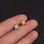 Stainless Steel Moon Flower Zircon Cartilage Stud Earrings for Helix Tragus and Rook Piercings - 1PC - Buzzastore