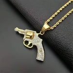 Gold Revolver Pendant Necklace - Stylish Hip Hop Accessory for Trendy Outfits - Buzzastore