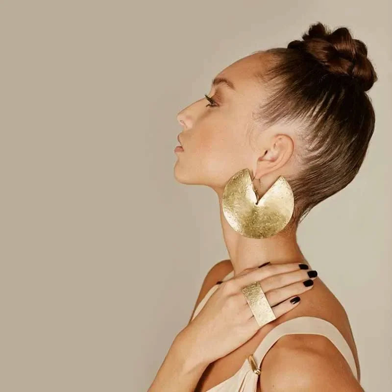 Big African Hammer Tribal Earrings for Women - Extra Oversized Boho Jewelry - Buzzastore
