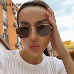 Hexagon Metal Frame Sunglasses for Men Women - Gold Tea Fishing Eyewear UV400 - Buzzastore