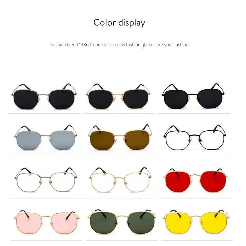 Hexagon Metal Frame Sunglasses for Men Women - Gold Tea Fishing Eyewear UV400 - Buzzastore