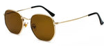 Hexagon Metal Frame Sunglasses for Men Women - Gold Tea Fishing Eyewear UV400 - Buzzastore