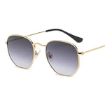 Hexagon Metal Frame Sunglasses for Men Women - Gold Tea Fishing Eyewear UV400 - Buzzastore