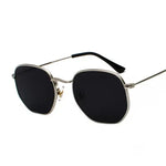 Hexagon Metal Frame Sunglasses for Men Women - Gold Tea Fishing Eyewear UV400 - Buzzastore