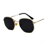 Hexagon Metal Frame Sunglasses for Men Women - Gold Tea Fishing Eyewear UV400 - Buzzastore