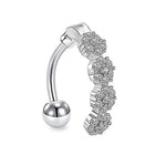 Goth Crystal Dangle Belly Button Ring - Stainless Steel Flower Navel Piercing for Women - Buzzastore