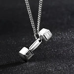 Stainless Steel Dumbbell Pendant Necklace for Fitness Enthusiasts - Buzzastore
