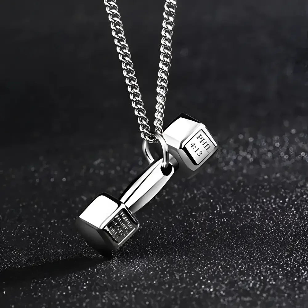 Stainless Steel Dumbbell Pendant Necklace for Fitness Enthusiasts - Buzzastore