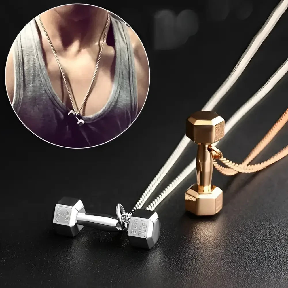 Stainless Steel Dumbbell Pendant Necklace for Fitness Enthusiasts - Buzzastore