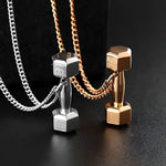 Stainless Steel Dumbbell Pendant Necklace for Fitness Enthusiasts - Buzzastore
