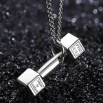 Stainless Steel Dumbbell Pendant Necklace for Fitness Enthusiasts - Buzzastore