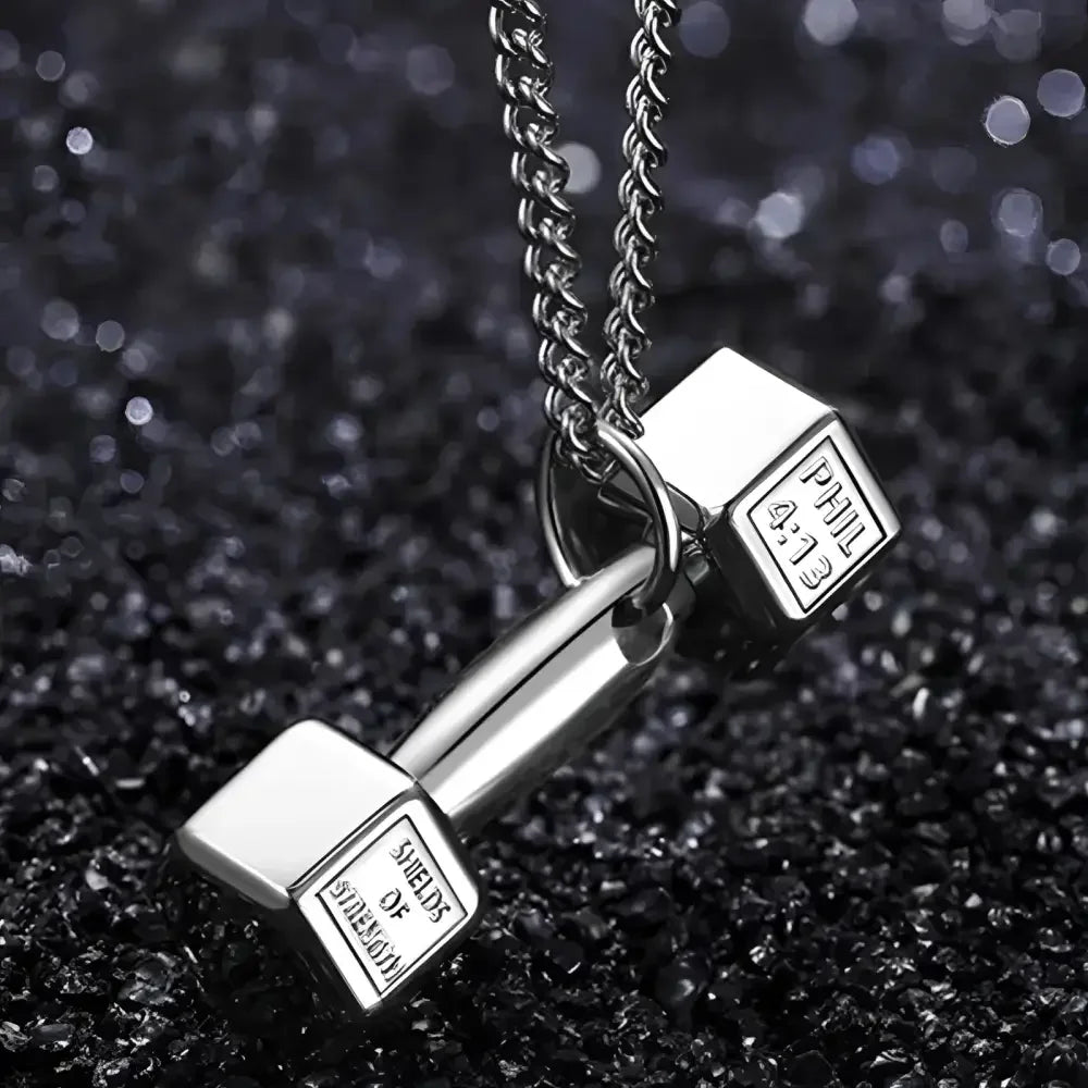 Stainless Steel Dumbbell Pendant Necklace for Fitness Enthusiasts - Buzzastore