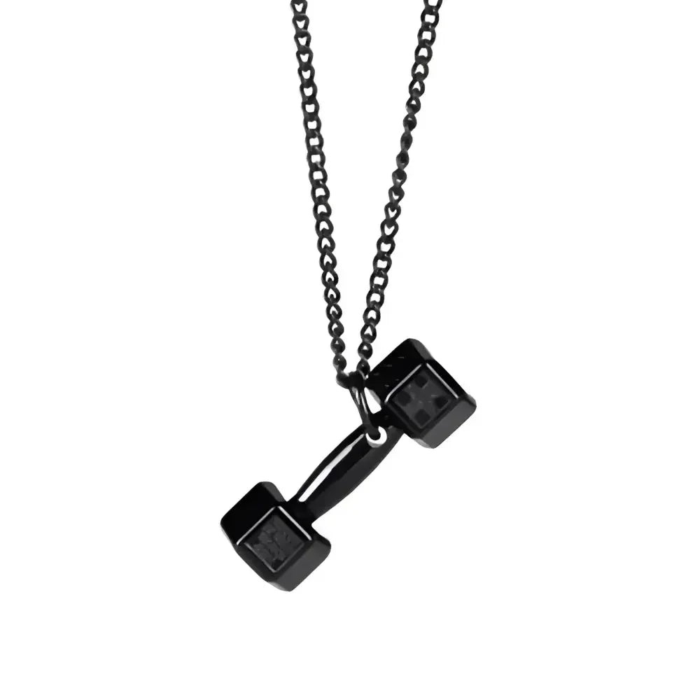 Stainless Steel Dumbbell Pendant Necklace for Fitness Enthusiasts - Buzzastore