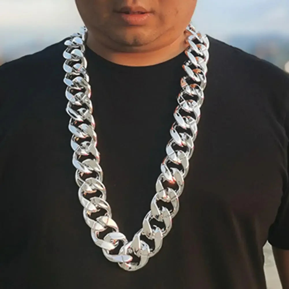 Hip Hop Big Chain Necklace for Men - Exaggerated Geometric Resin Choker for Cocktail Parties - Buzzastore