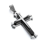 Blue Silver Cross Pendant Necklace in Zinc Alloy - Elegant Religious Jewelry - Buzzastore