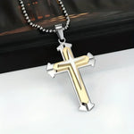 Blue Silver Cross Pendant Necklace in Zinc Alloy - Elegant Religious Jewelry - Buzzastore