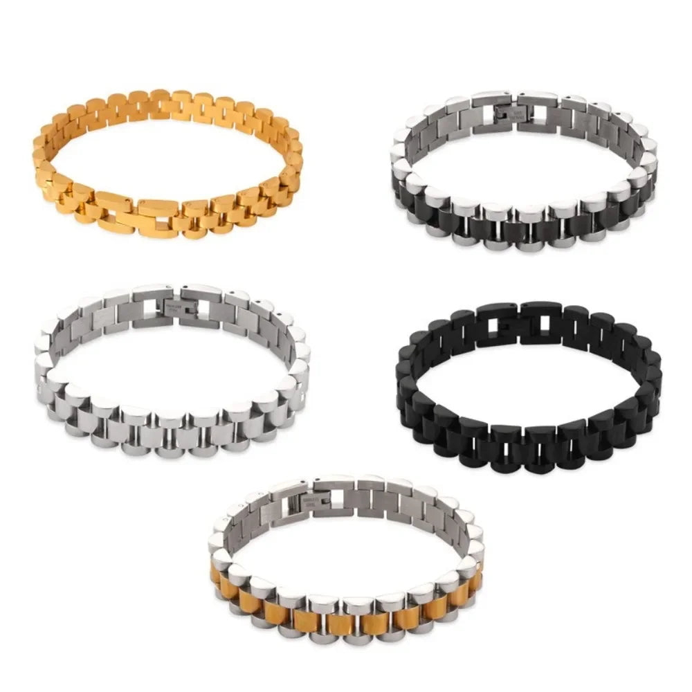 Mens Stainless Steel Thick Chain Bracelet - Hip Hop Light Luxury Fashion Accessory - Buzzastore