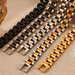 Mens Stainless Steel Thick Chain Bracelet - Hip Hop Light Luxury Fashion Accessory - Buzzastore