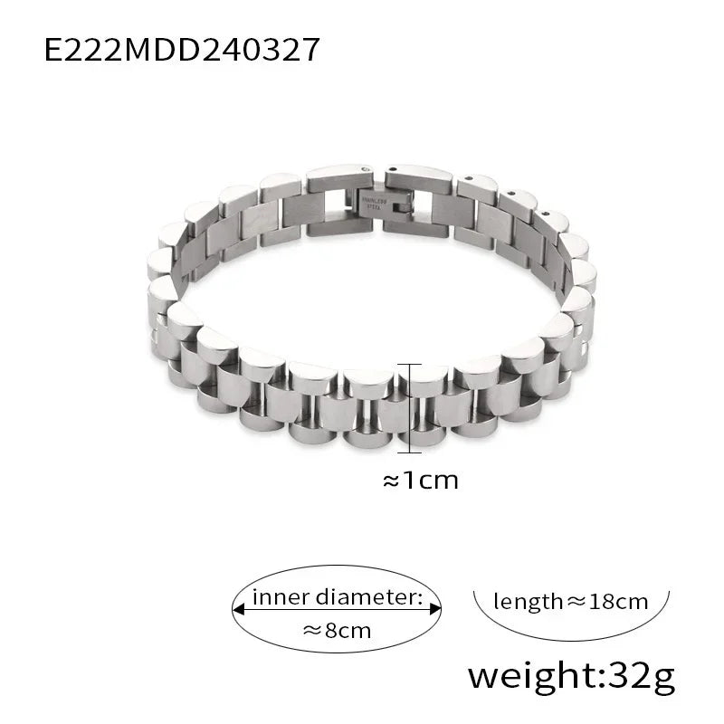 Mens Stainless Steel Thick Chain Bracelet - Hip Hop Light Luxury Fashion Accessory - Buzzastore