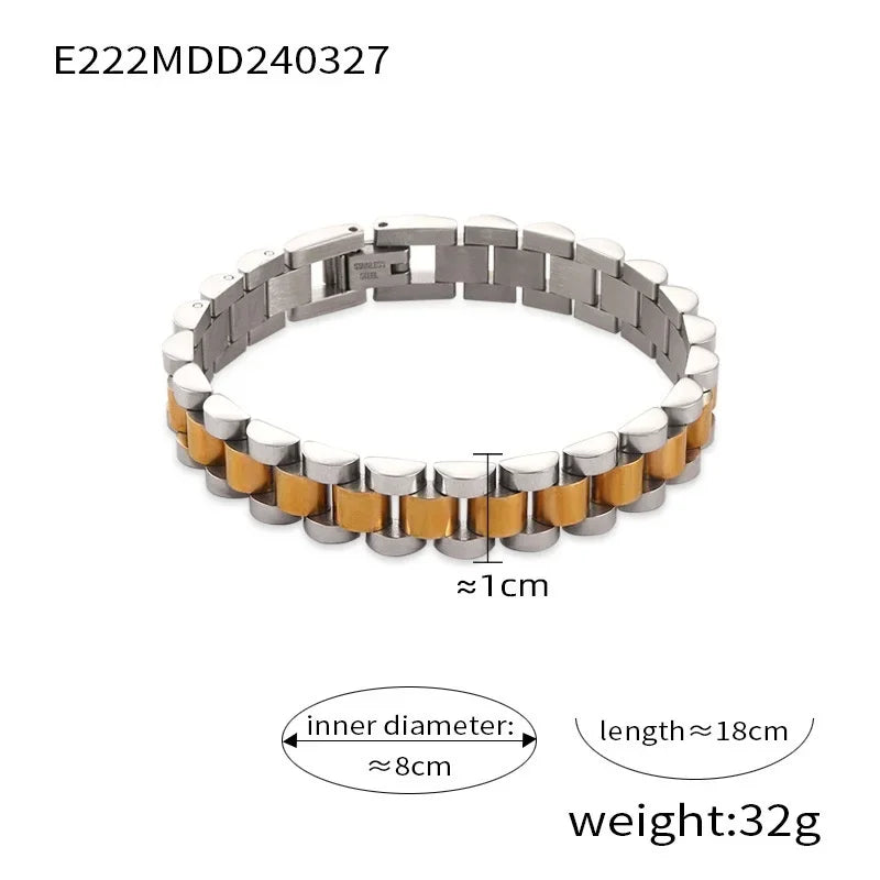Mens Stainless Steel Thick Chain Bracelet - Hip Hop Light Luxury Fashion Accessory - Buzzastore
