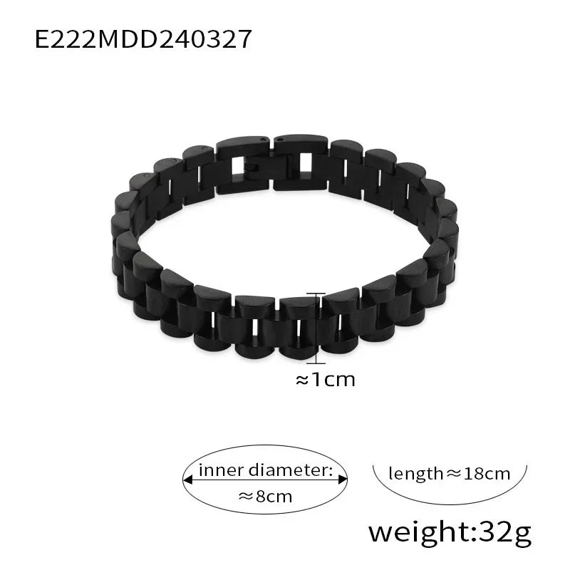 Mens Stainless Steel Thick Chain Bracelet - Hip Hop Light Luxury Fashion Accessory - Buzzastore