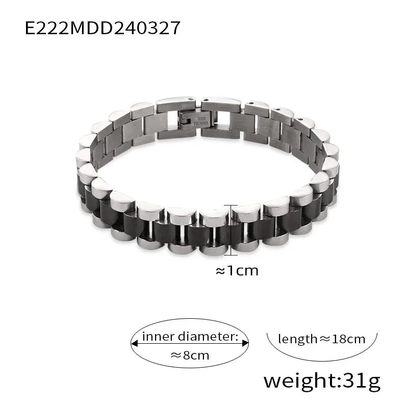 Mens Stainless Steel Thick Chain Bracelet - Hip Hop Light Luxury Fashion Accessory - Buzzastore