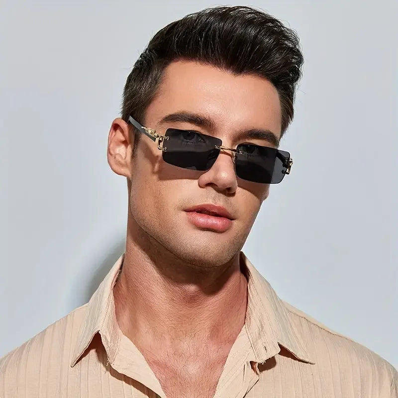 Classic Frameless Casual Glasses for Men - Timeless Style Comfort - Buzzastore