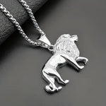Silver Lion Pendant Necklace - Wild Beast Jewelry for Animal Lovers - Buzzastore