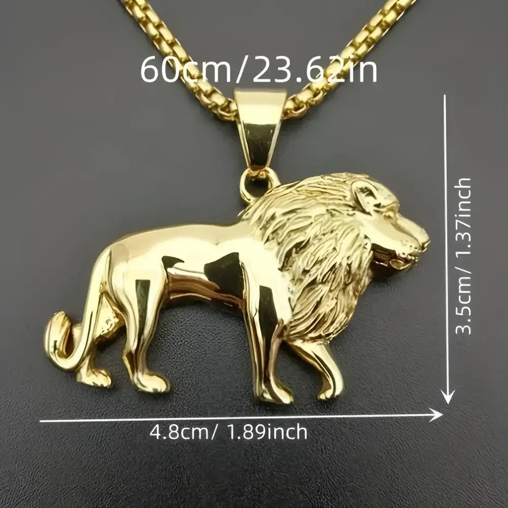 Silver Lion Pendant Necklace - Wild Beast Jewelry for Animal Lovers - Buzzastore