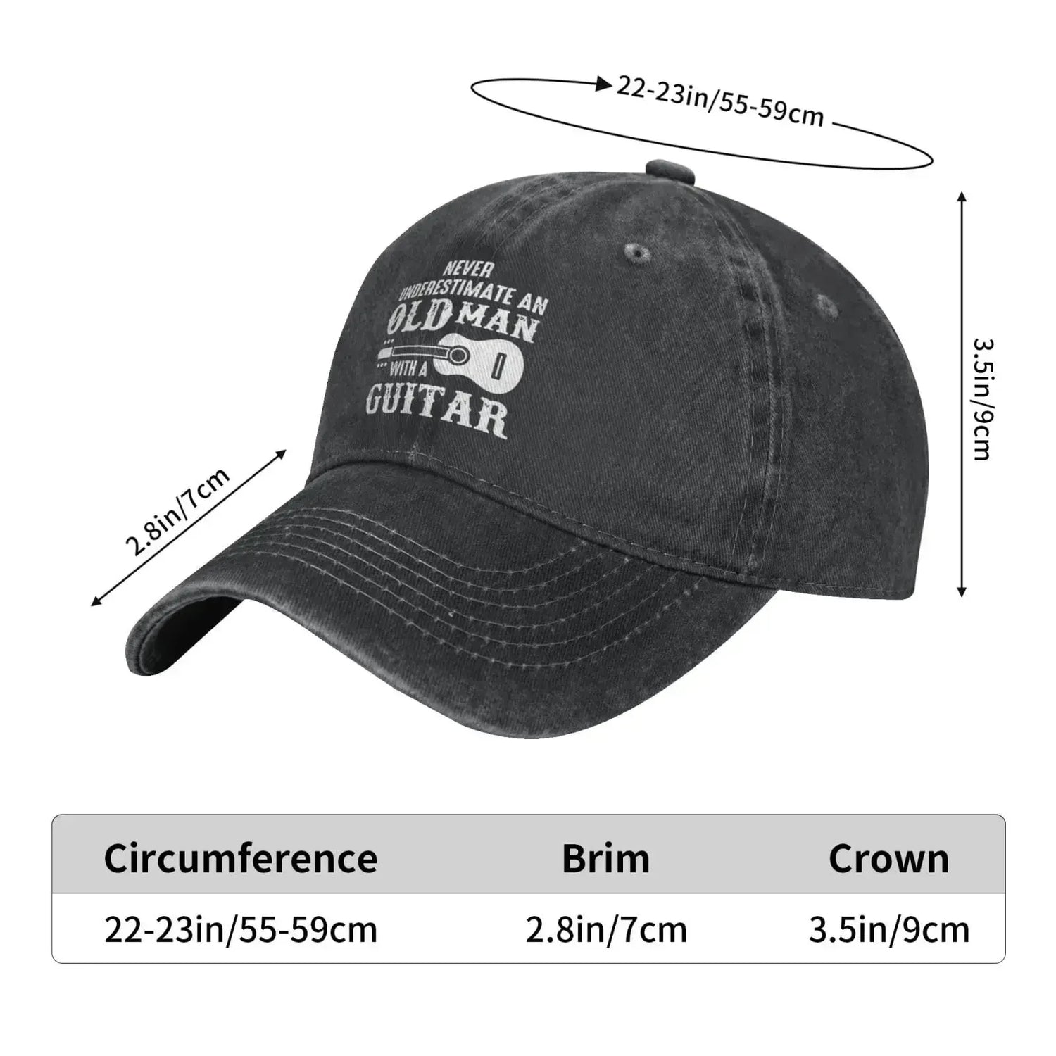 Funny Old Man with Guitar Baseball Cap - Never Underestimate a Music Lover - Buzzastore