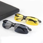 Night Vision Anti-Glare Driving Sunglasses for Men Women - Half Frame Outdoor Sport Goggles for Day and Night Use - Buzzastore